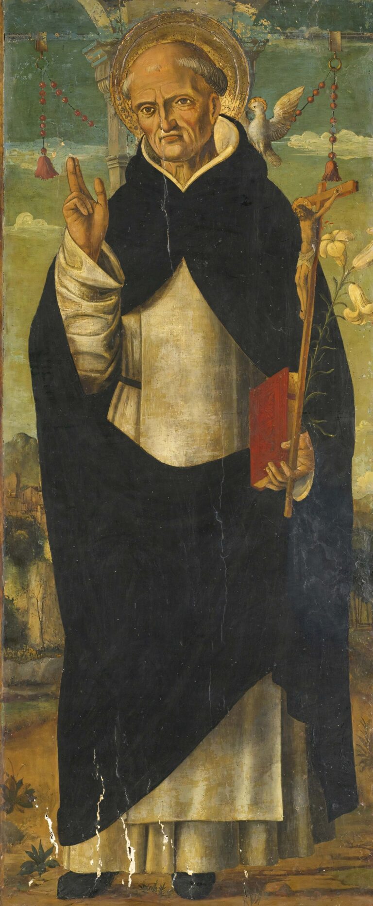 "Portrait of a Dominican Monk by Giovanni Marinoni - Historical Painting of Religious Figure in Traditional Monastic Attire with Detailed Facial Expression and Texture, Exemplifying 16th Century Italian Art and Religious Influence"